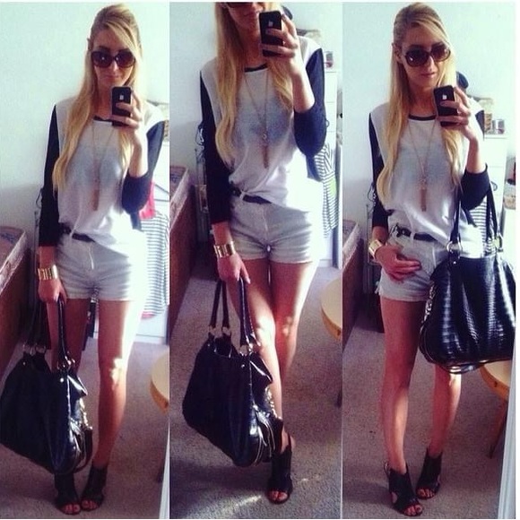 ☑️ HAUTE & REBELLIOUS BLACK WHITE FISHNET CASUAL PULLOVER TOP! - Picture 5 of 10